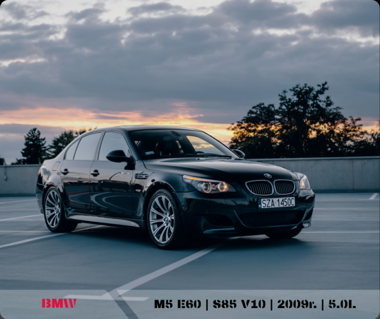 na parkingu czarne BMW M5 E60realizacja importu z USA