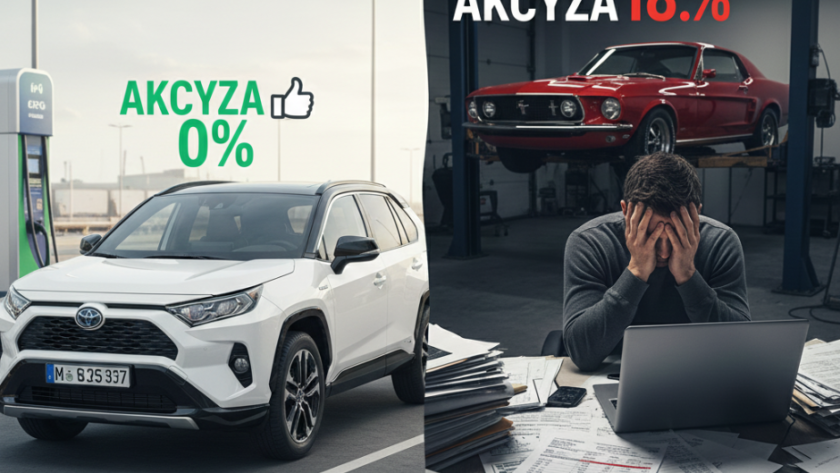 Porównanie akcyzy importu aut z USA